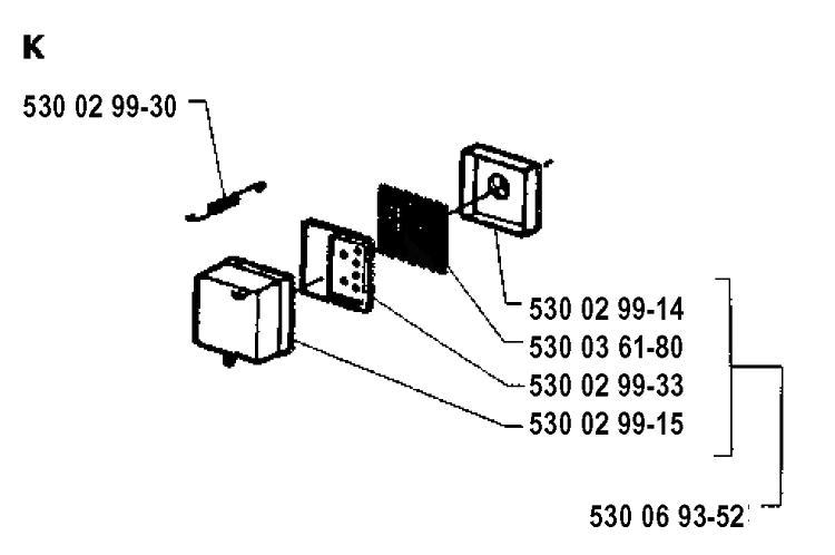 Muffler Diagram and Parts List for 18H 19920900001-19941400000 Husqvarna Hedge Trimmer
