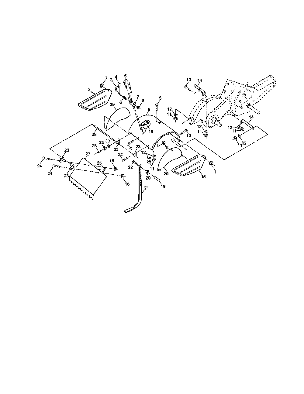 Tine shield Diagram and Parts List for 917296250  Husqvarna Tiller