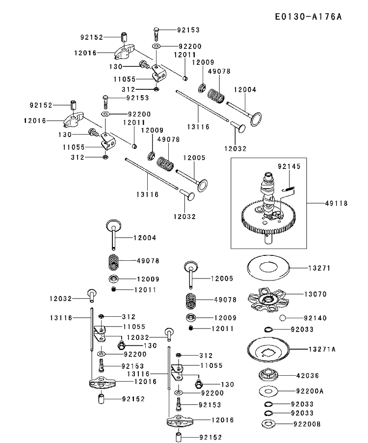 Valve And Camshaft Diagram and Parts List for FX691V-AS50 2017-09 Husqvarna Engine