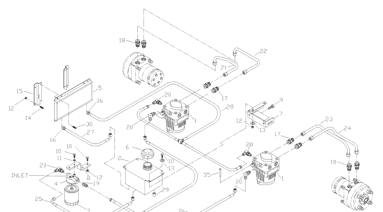 Hydraulic System Assembly Diagram and Parts List for ZTH6123KAA (968999203)(2006-04) Husqvarna Lawn Mower
