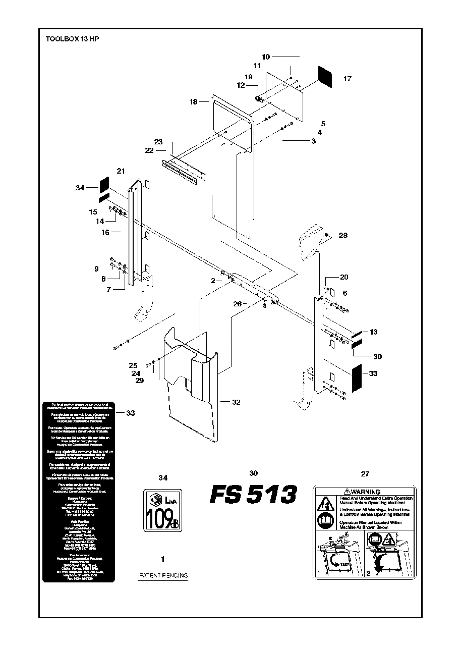 Toolbox Diagram and Parts List for FS520 (FS 524)(2011-02) Husqvarna Circular Saw