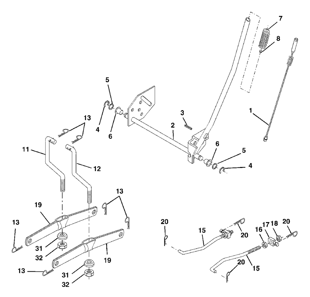 Mower Lift Diagram and Parts List for LTH2042 (954571953-C)(2004-03) Husqvarna Lawn Tractor