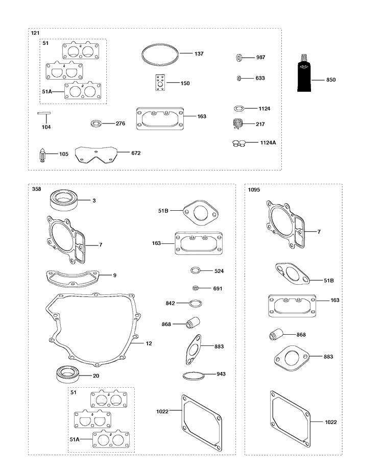 Gasket Kit Diagram and Parts List for 40H777-4144-G5 2013-04 Husqvarna Engine