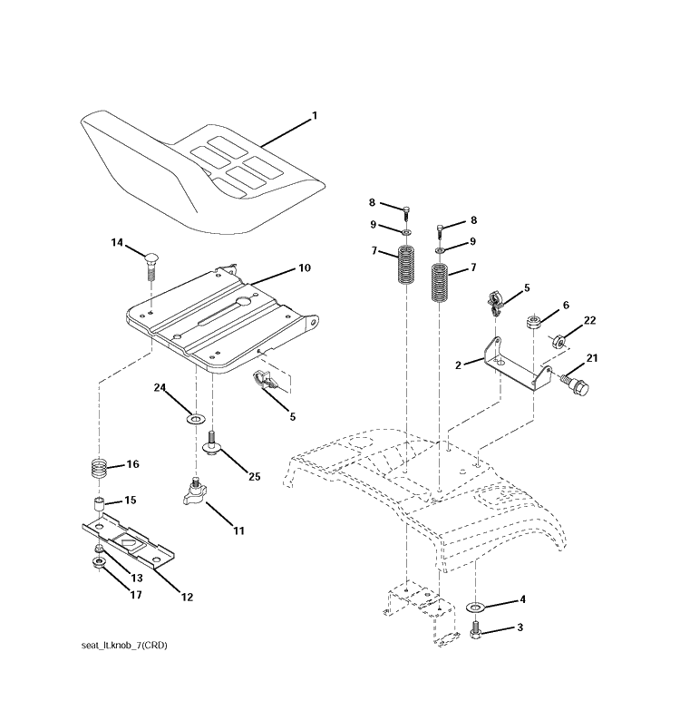 Seat Diagram and Parts List for CTH150 (96061018102)(2007-09) Husqvarna Lawn Tractor