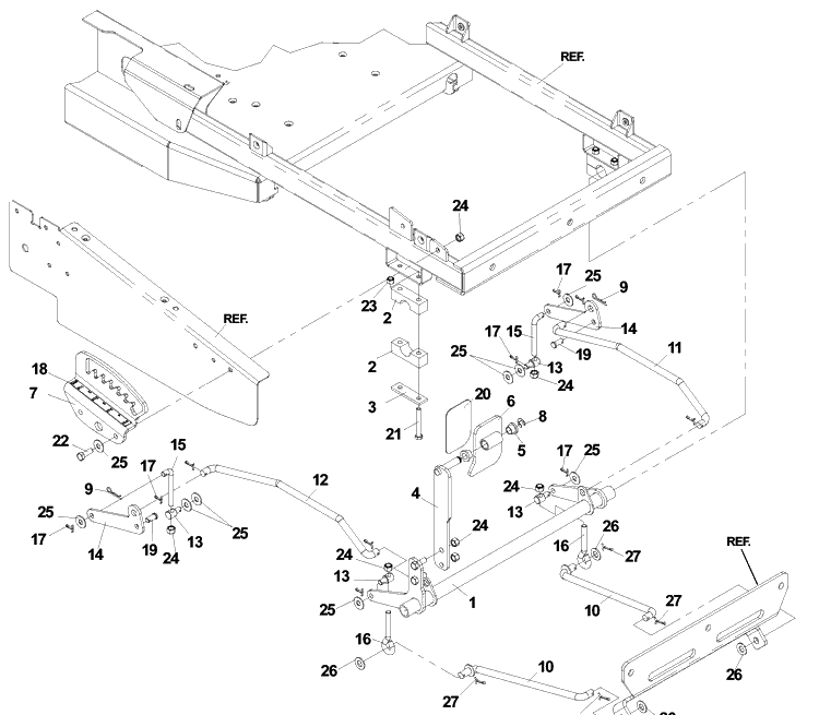 Deck Lift Assembly Diagram and Parts List for CZ4817KOA (968999220)(2002-11) Husqvarna Lawn Mower