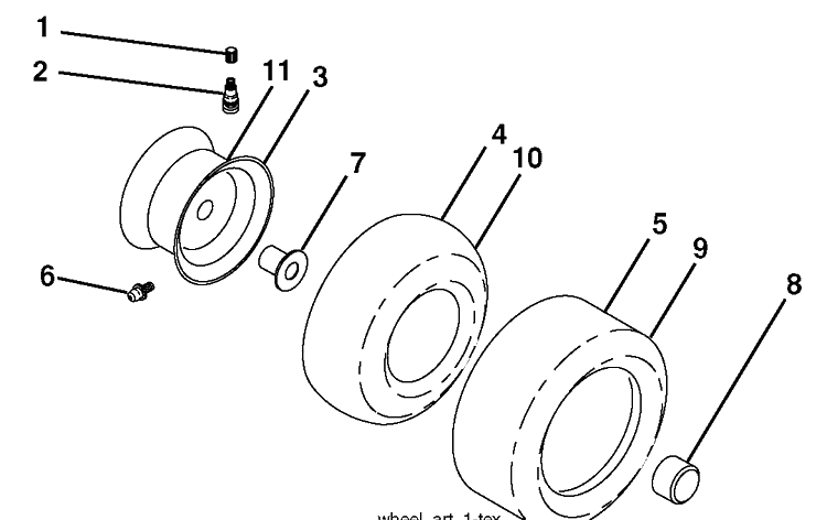 Wheels And Tires Diagram and Parts List for LGTH2454 (289580)(2010-03) Husqvarna Lawn Mower
