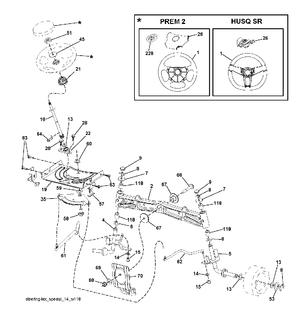 Steering Diagram and Parts List for GTH260TWIN (96041004502)(2008-09) Husqvarna Lawn Tractor