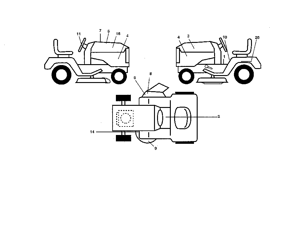 Decals Diagram and Parts List for YTH1542XP-96013000101  Husqvarna Lawn Tractor