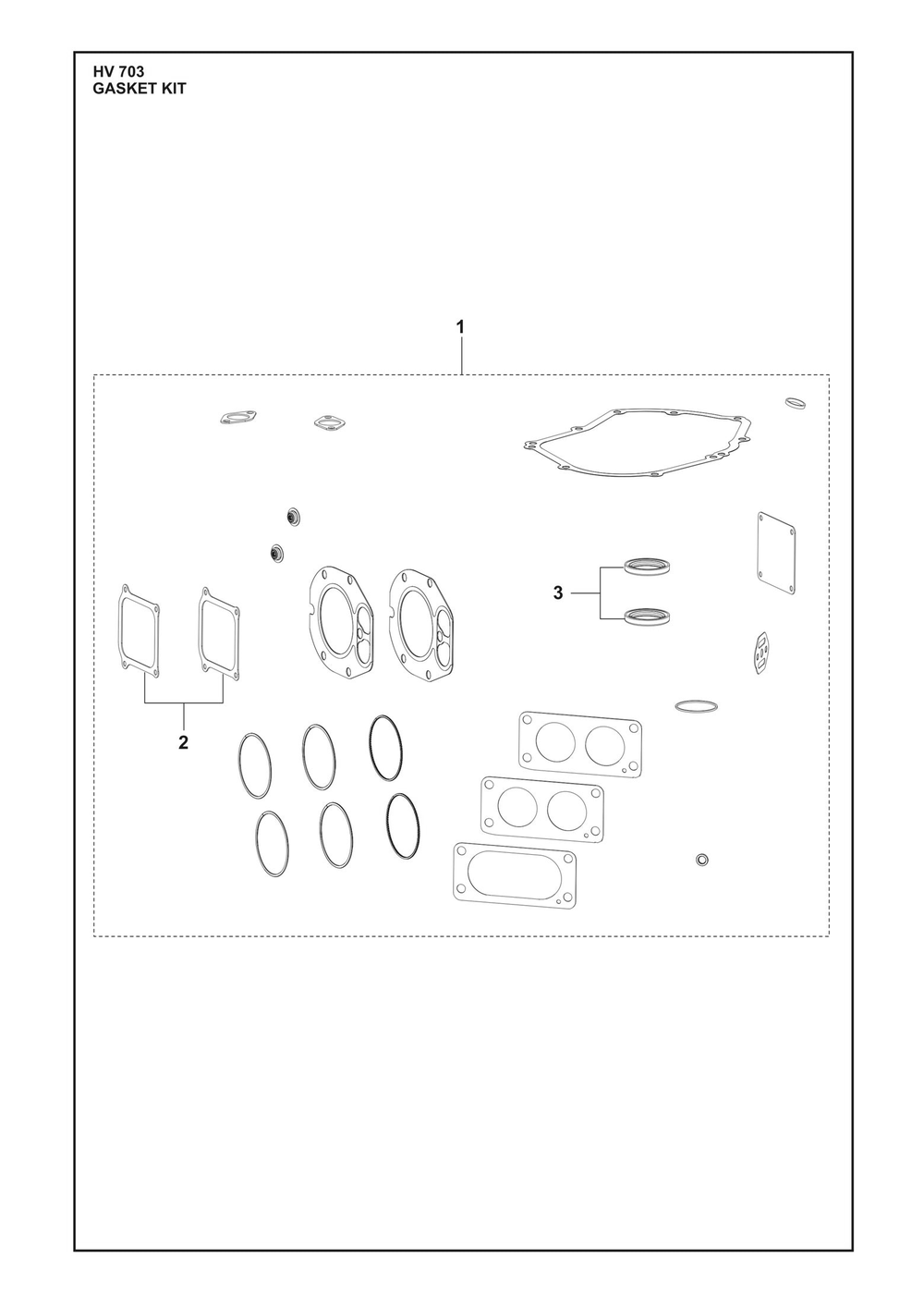 Gasket Kit Diagram and Parts List for HV703  Husqvarna Engine