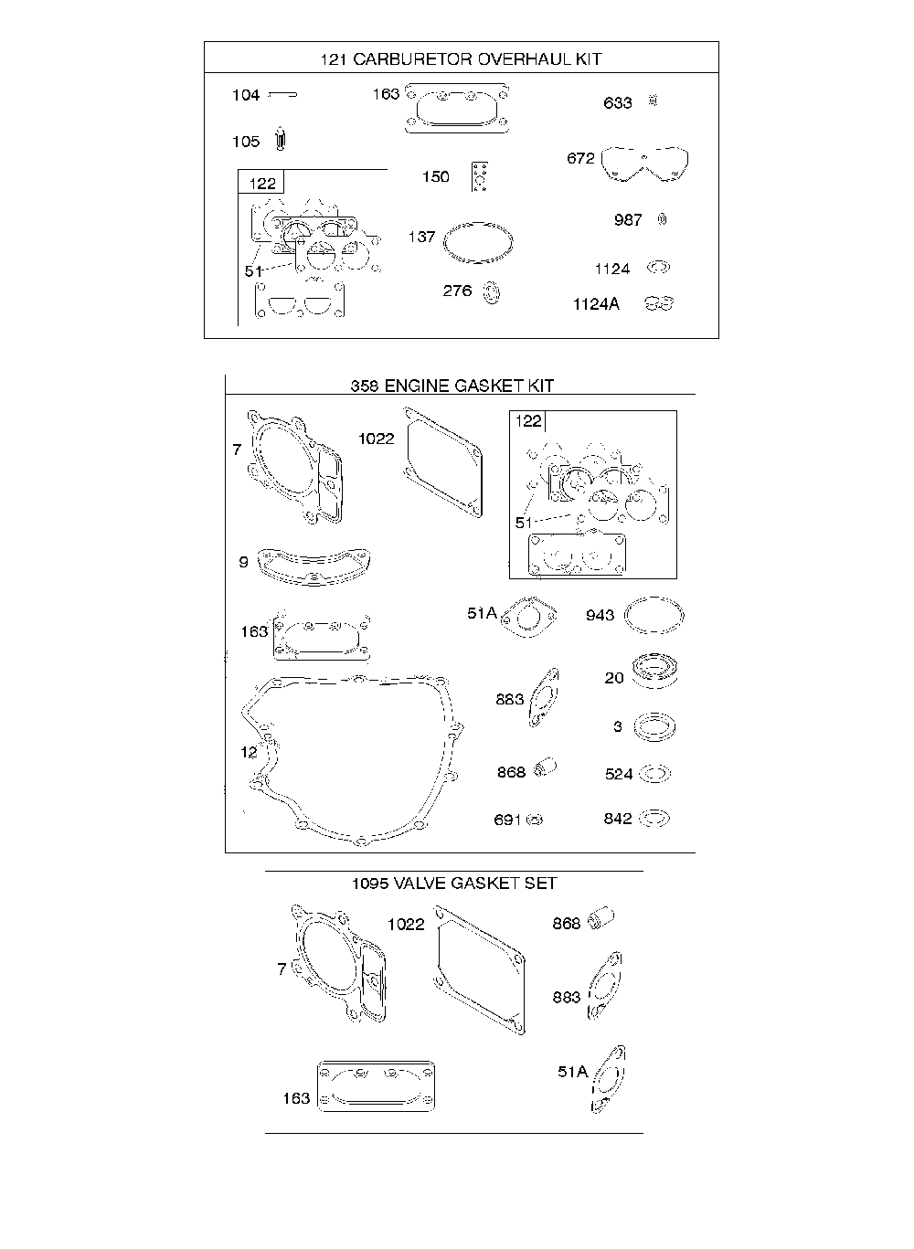 Engine/valve gasket set/carburetor overhaul kit Diagram and Parts List for 967277501-01  Husqvarna Lawn Mower