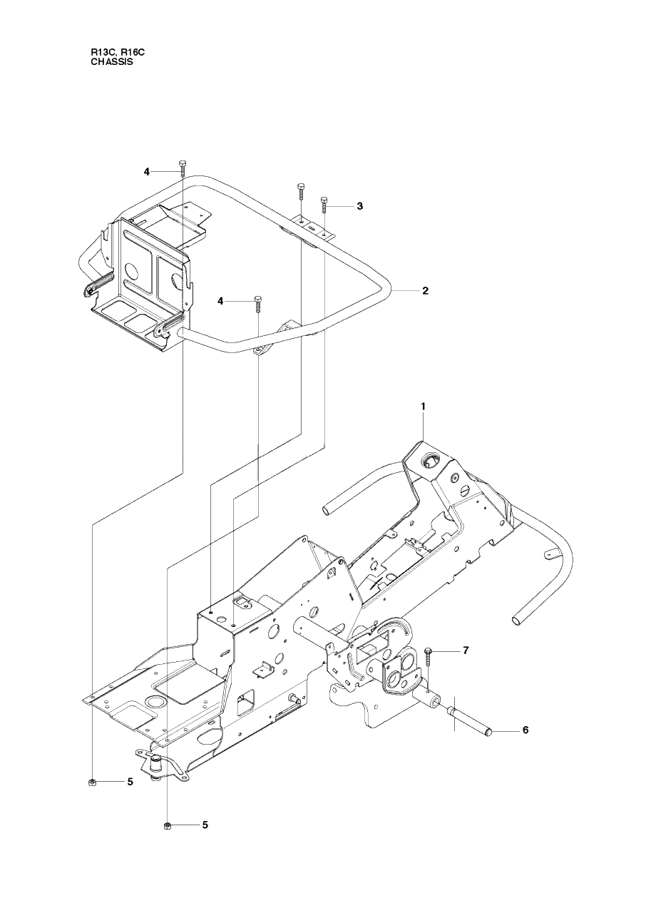 Chassis / Frame Diagram and Parts List for R13C (965094301)(2010-07) Husqvarna Lawn Tractor