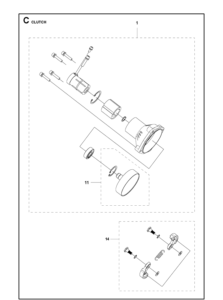 Clutch Diagram and Parts List for 331R  Husqvarna Edger