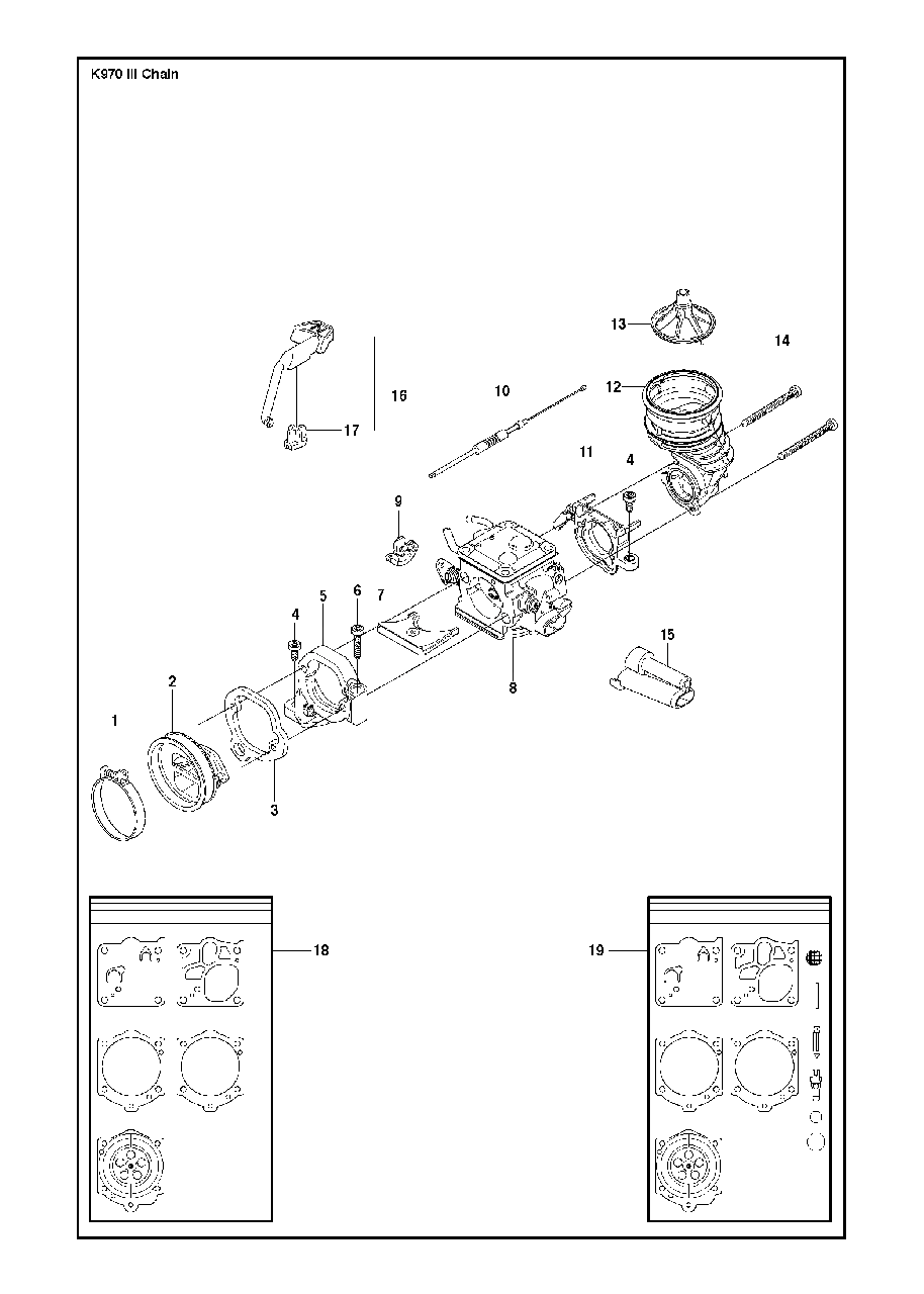 Carburetor Diagram and Parts List for K970IIICHAIN 2017-03 Husqvarna Circular Saw