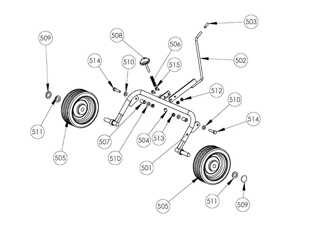 Wheels And Tires Diagram and Parts List for S500PRO 967637301 Husqvarna Dethatcher