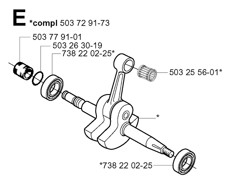 Crankshaft Diagram and Parts List for 371K 2002-01 Husqvarna Lawn Tractor Accessories