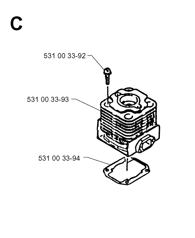 Cylinder Diagram and Parts List for 141B 19974000001-20041399999 Husqvarna Leaf Blower / Vacuum