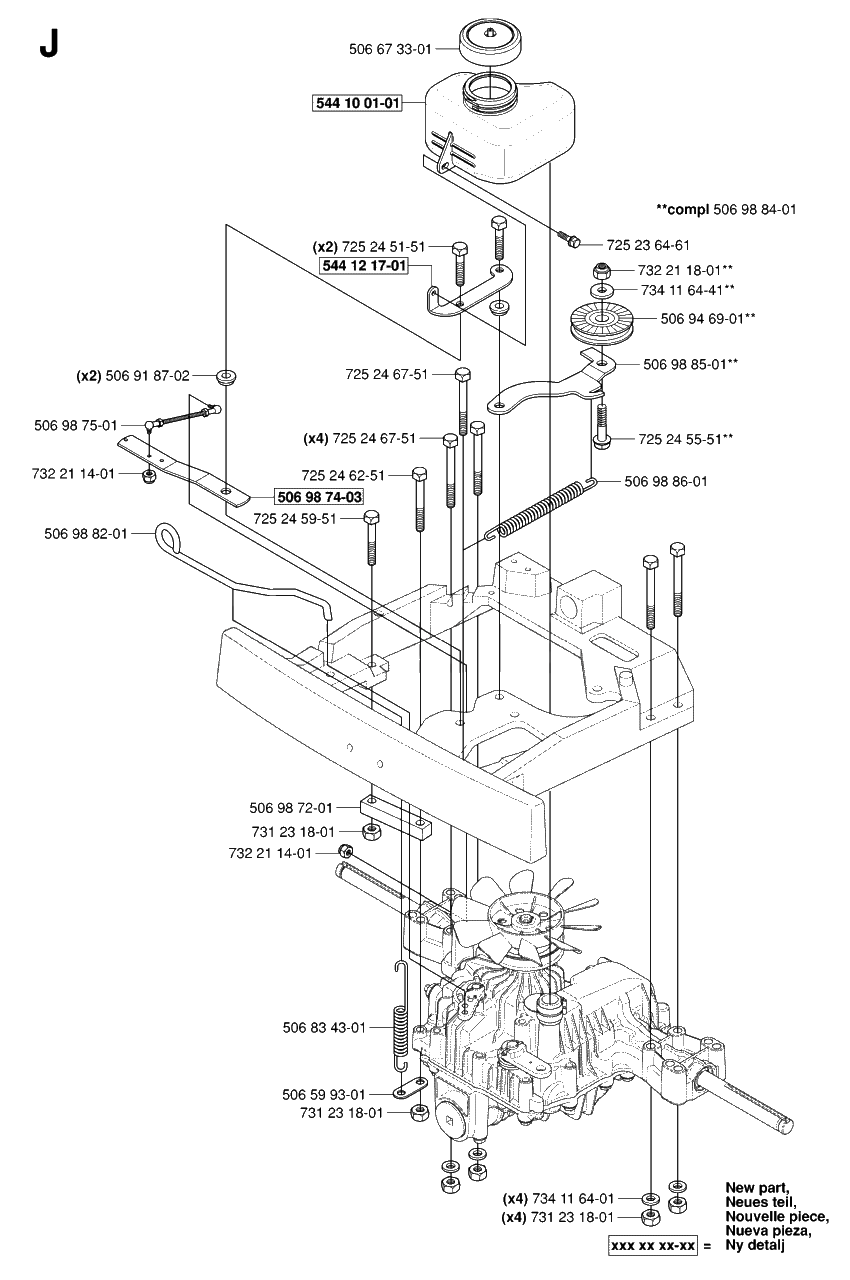 Transmission 3 Diagram and Parts List for R13AWD (965079901)(2006-01) Husqvarna Lawn Tractor