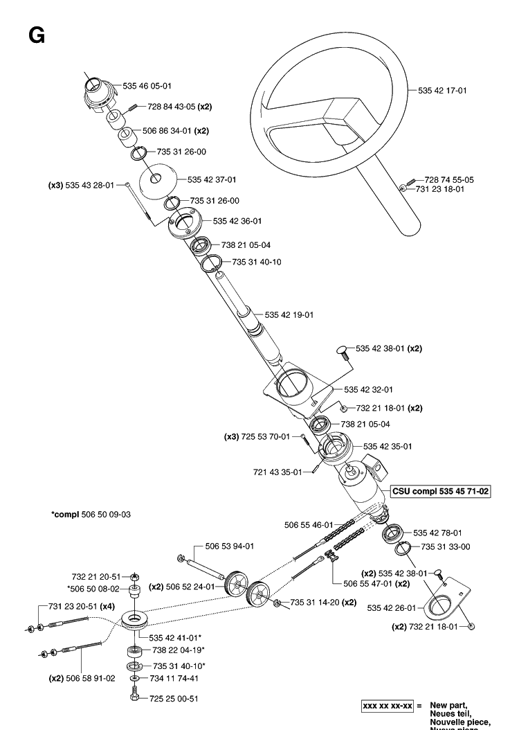 Steering Diagram and Parts List for PR18AWD (965095001)(2007-03) Husqvarna Lawn Mower