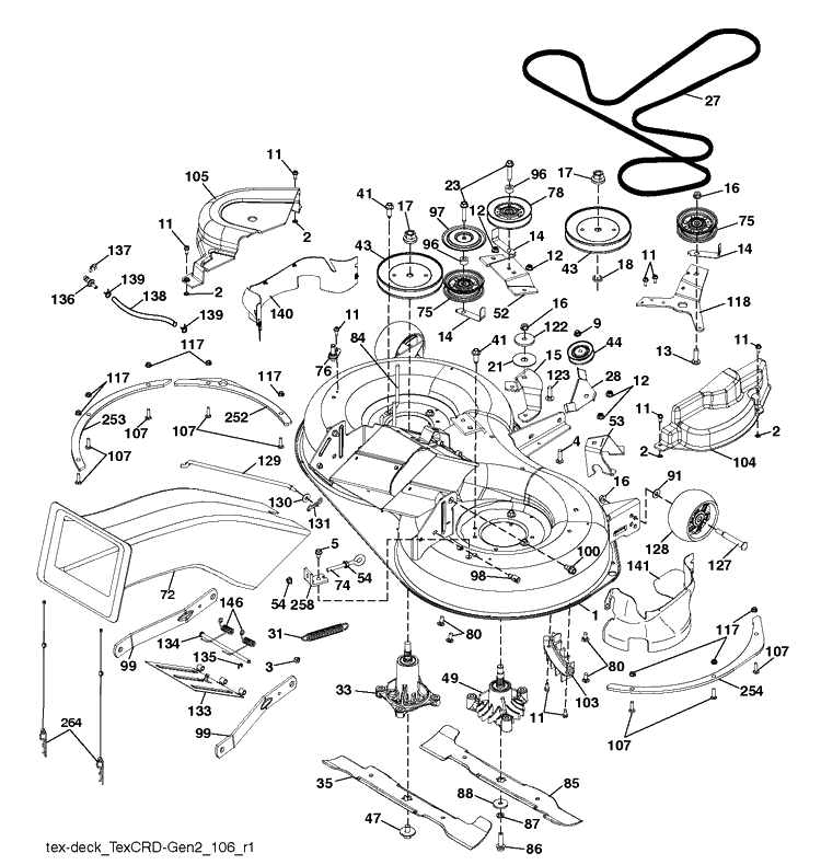 Mower Deck / Cutting Deck Diagram and Parts List for TC238TX (96051019200)(2019-06) Husqvarna Lawn Tractor