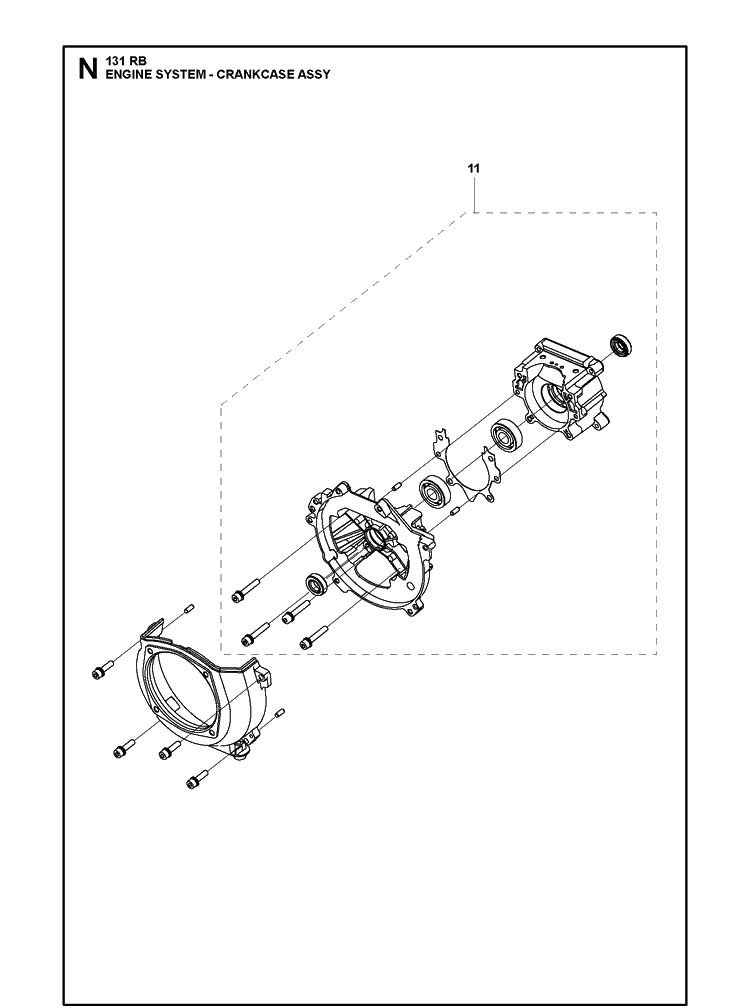 Crankcase Diagram and Parts List for 131RB (967843201)(20181300001-Current) Husqvarna Edger