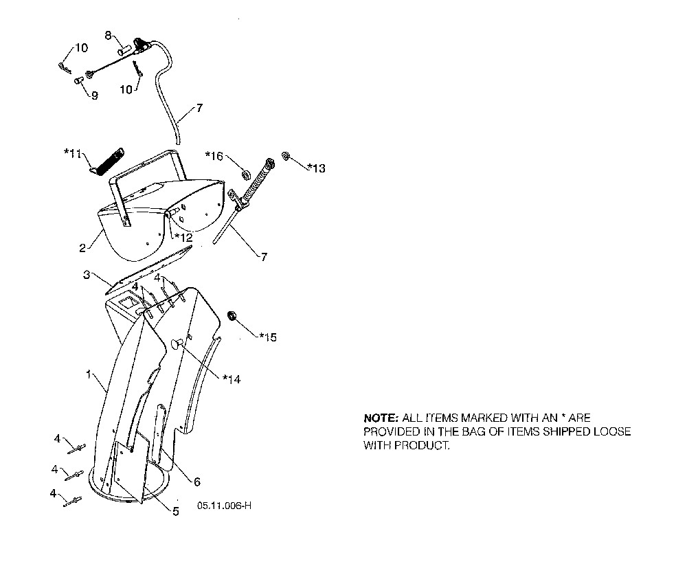 Chute weldment Diagram and Parts List for 96193012204  Husqvarna Snow Blower