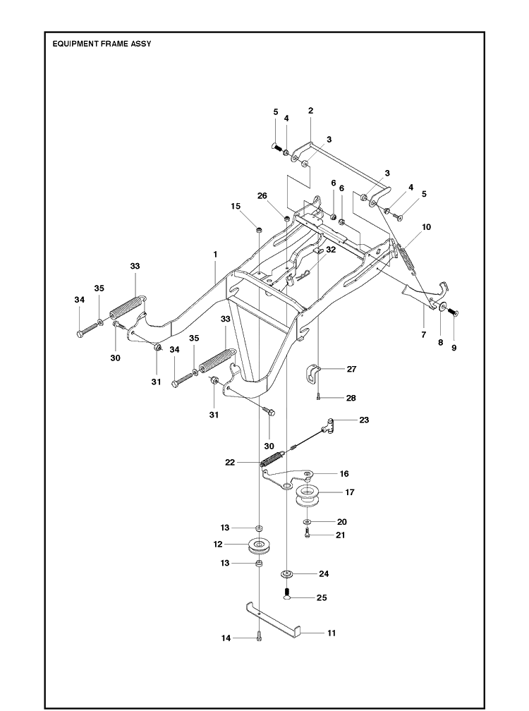 Frame Diagram and Parts List for R418TS AWD Husqvarna Lawn Mower