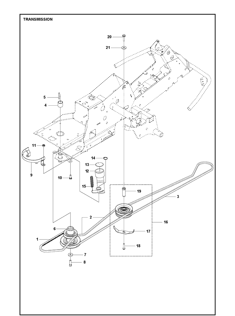 Transmission 2 Diagram and Parts List for R214  Husqvarna Lawn Mower