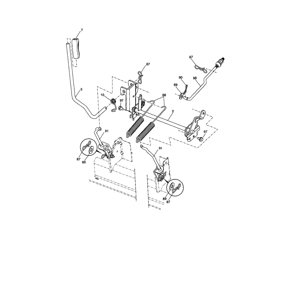 Mower Lift Diagram and Parts List for YTH2348-917289570  Husqvarna Lawn Tractor