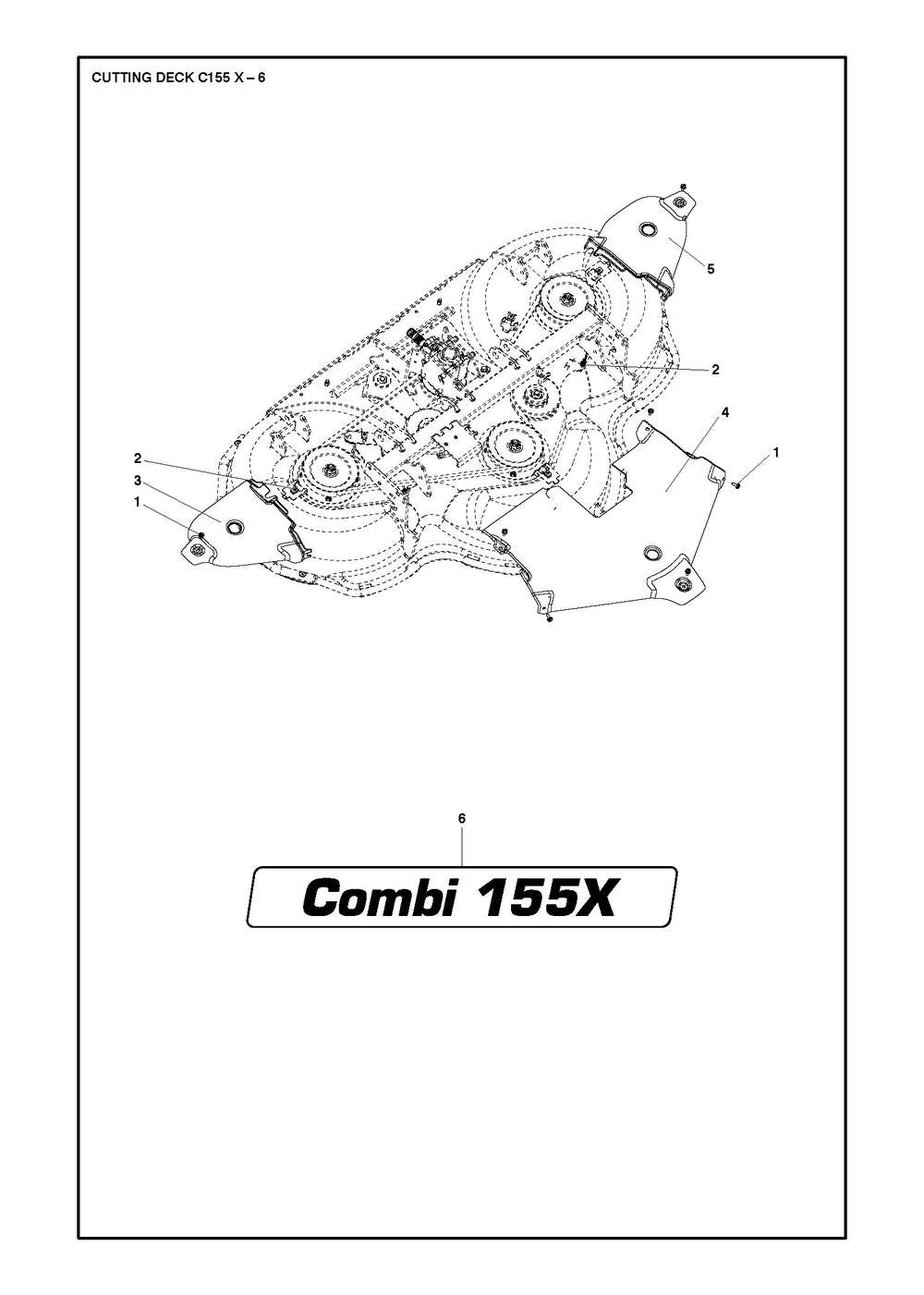 61/155cm Cutting Deck Diagram and Parts List for 155XP500D  Husqvarna Lawn Tractor Accessories