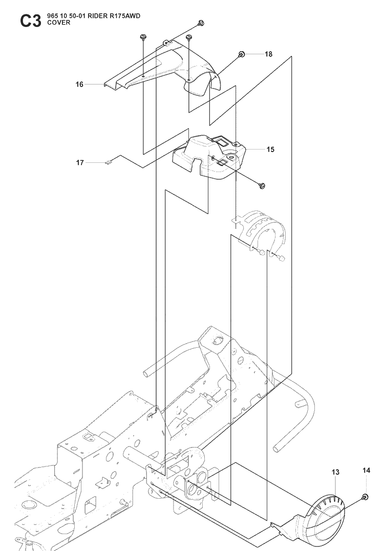 Cover Diagram and Parts List for RIDER175AWD (965105001)(2008-06) Husqvarna Lawn Mower
