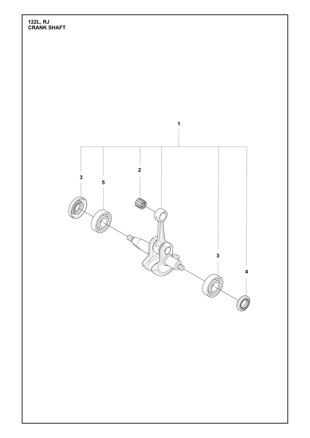 Crankshaft Diagram and Parts List for 122RJ  Husqvarna Brush Cutter