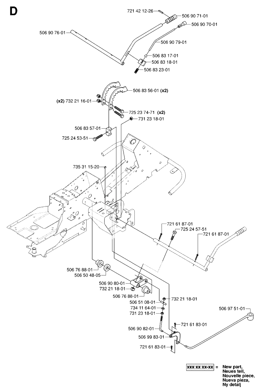 Controls Diagram and Parts List for R15-V2AWD (965080101)(2006-05) Husqvarna Lawn Tractor