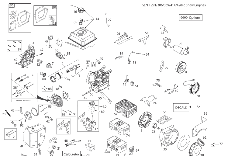 Engine Diagram and Parts List for ST230 (97046920101)(2020-07) Husqvarna Snow Blower