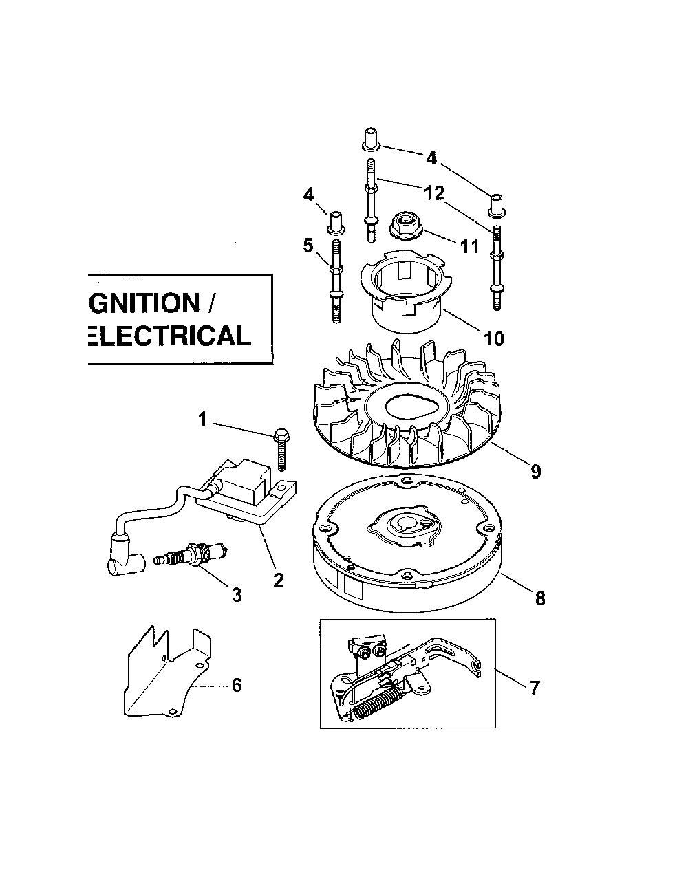 Ignition/electrical Diagram and Parts List for 917376823  Husqvarna Lawn Mower