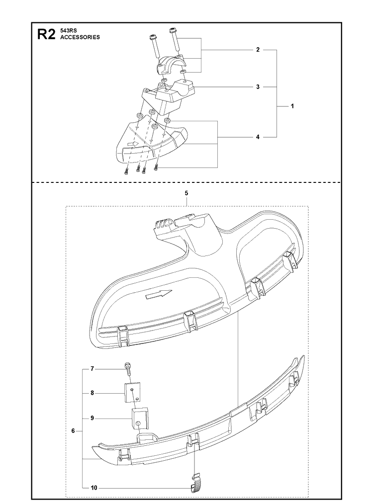 Accessories Diagram and Parts List for 543RS 20192200001-Current Husqvarna Brush Cutter