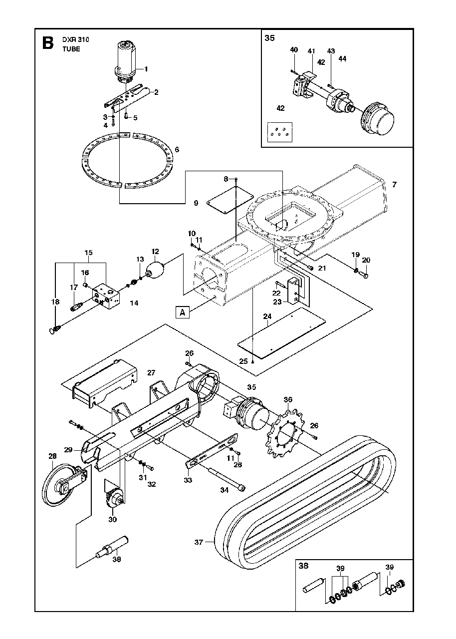 Tube Diagram and Parts List for DXR310 (44 & Above)(2013-08) Husqvarna Demolition Hammer