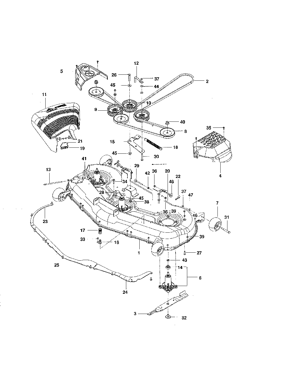 Mower deck/cutting deck Diagram and Parts List for 966659301  Husqvarna Lawn Mower