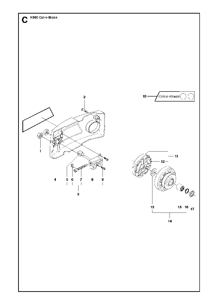 Clutch Diagram and Parts List for K650CUT-N-BREAK 2007-01 Husqvarna Circular Saw