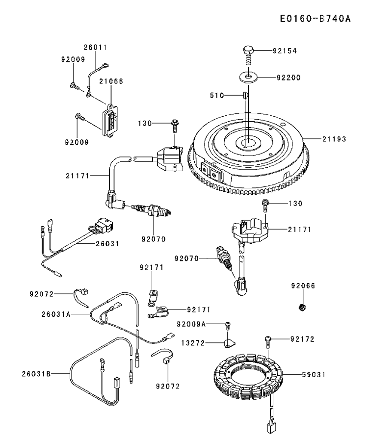 Electrical Diagram and Parts List for FS691V-AS19 2017-09 Husqvarna Engine