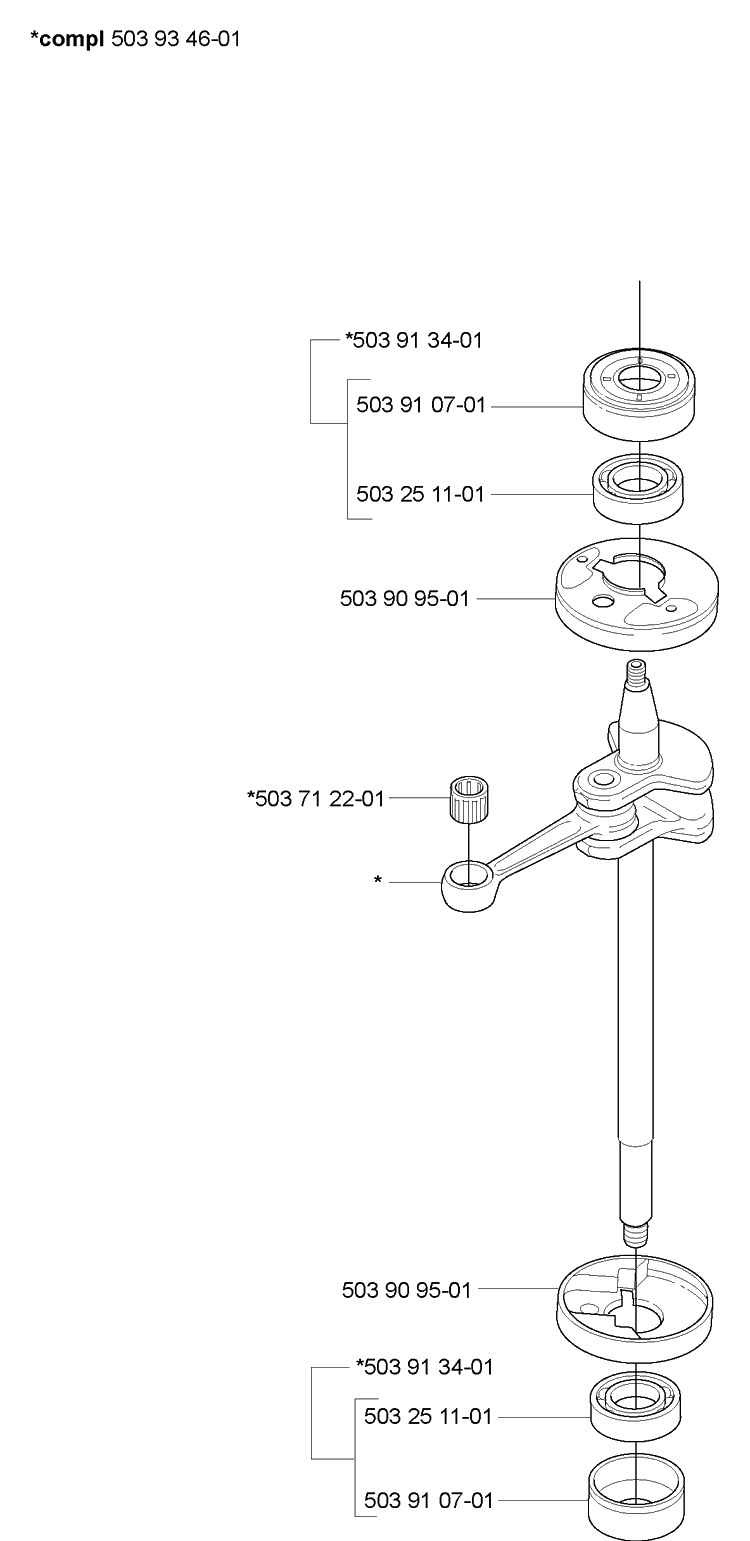 Crankshaft Diagram and Parts List for 225B 2006-09 Husqvarna Leaf Blower / Vacuum