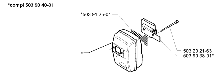 Muffler Assembly Diagram and Parts List for 225 (Lite)(106252061)(1998-12) Husqvarna Trimmer