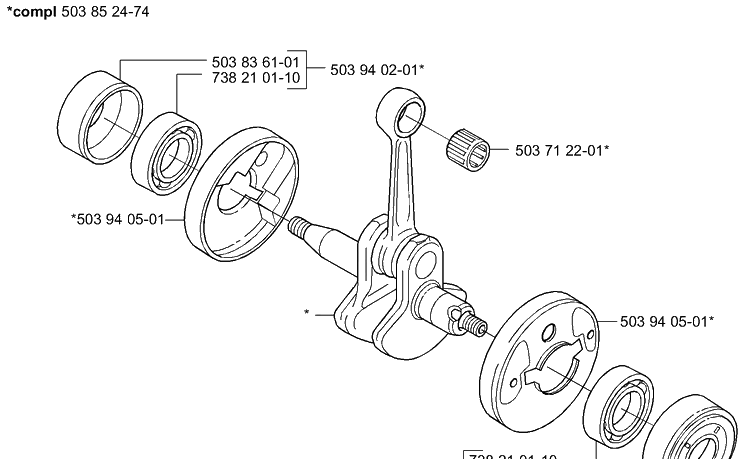 Crankshaft Diagram and Parts List for HA850 2004-01 Husqvarna Hedge Trimmer