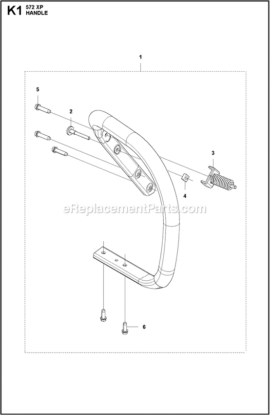 Handle D Diagram and Parts List for 572XPG  Husqvarna Chainsaw
