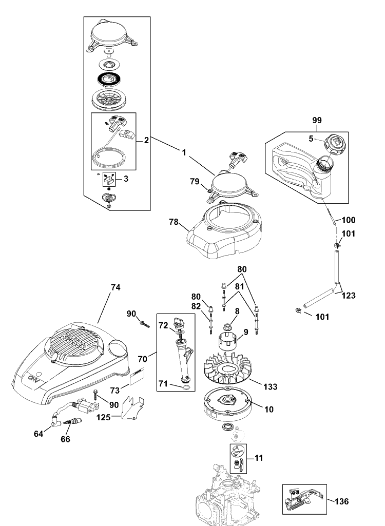 Engine Image 1 Diagram and Parts List for 6021P (917384510)(2010-01) Husqvarna Lawn Mower