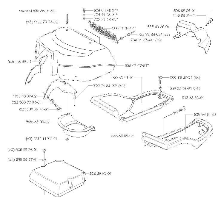 Covers/Foot Trays Diagram and Parts List for RIDER155 2006-01 Husqvarna Lawn Tractor