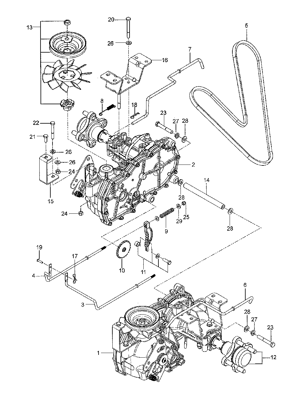 Hydraulic pump-motor Diagram and Parts List for 967844901-00  Husqvarna Lawn Mower