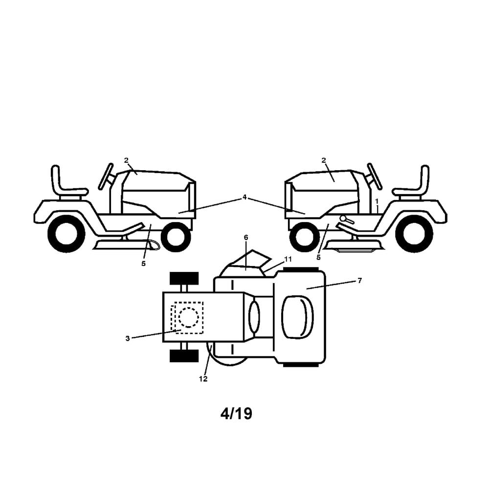 Decals Diagram and Parts List for 96041039300  Husqvarna Lawn Tractor