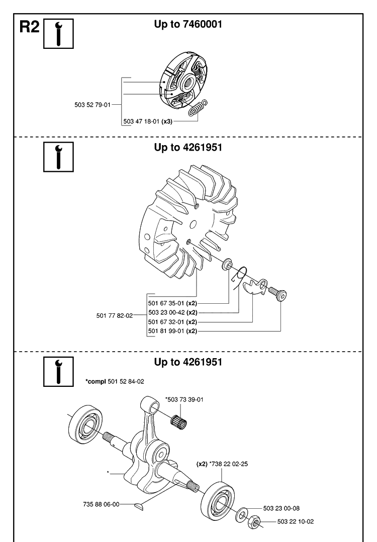 Service Updates Diagram and Parts List for 272XP 20070100001-20091400000 Husqvarna Chainsaw