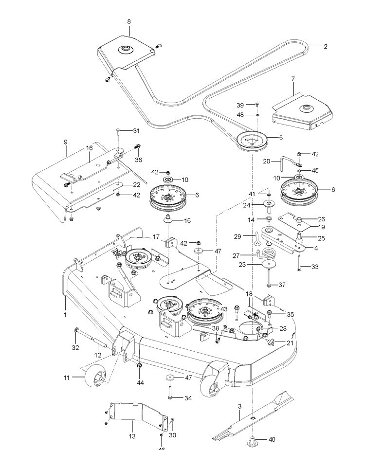 Mower Deck / Cutting Deck Diagram and Parts List for Z554  Husqvarna Lawn Mower