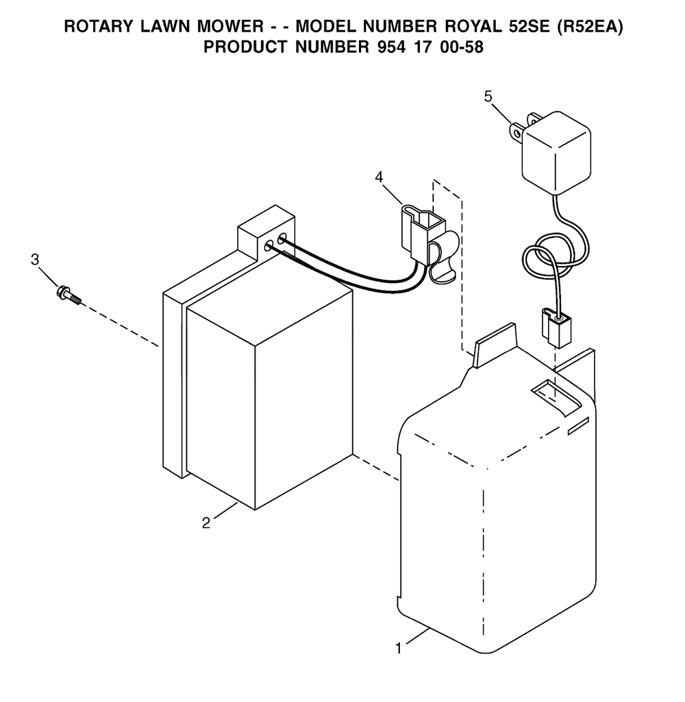 Battery Diagram and Parts List for ROYAL52 (954170058-A)(2002-01) Husqvarna Lawn Mower